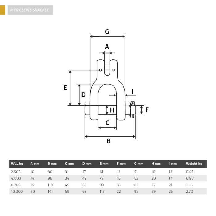 Clevis Shackle | Grade 100 | WLL: 2.50 to 10.00 Ton